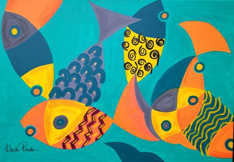 Keskusteluja veden alla -maalaus