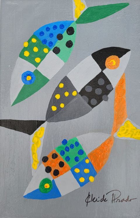 Uimassa tummissa vesissä -maalaus